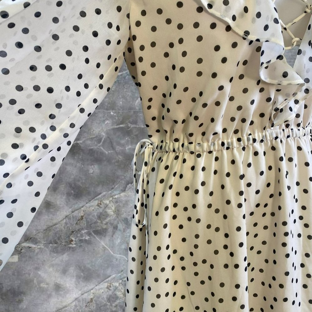 Majorelle Mattie Mini Dress in Black & Cream Dot - Picture 5 of 12